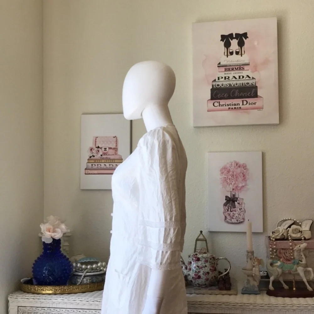 Reformation Eloise 100% linen button front dress white color size 10 - Picture 6 of 11